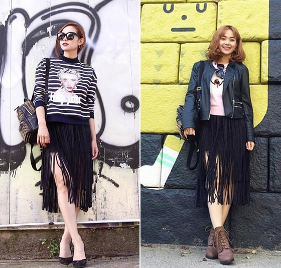 Minh Hằng được ví như fashionista của Vbiz nhưng cũng dễ nhận thấy, cô rất chăm  mặc lại đồ cũ.