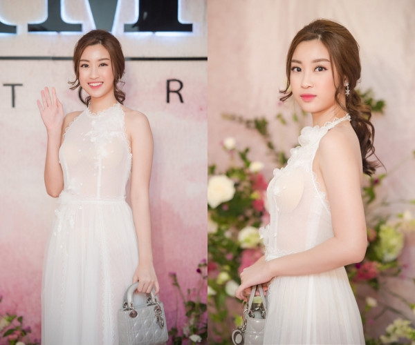 Mỹ Linh trong một lần chọn nhầm nội y khi diện váy xuyên thấu. Hình ảnh này khiến cô mất điểm.