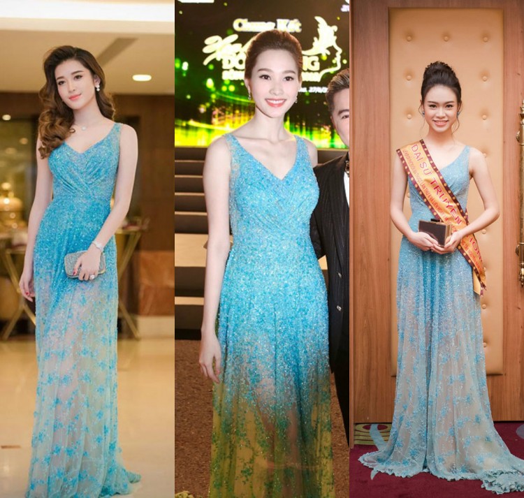 Tuy Phạm Hương không phải là người đầu tiên diện thiết kế này, song cô vẫn ghi điểm nhờ ngoại hình xinh đẹp. Trước đó Hoa hậu Việt Nam 2012 Đặng Thu Thảo và á hậu Việt Nam 2014 Huyền My là hai người từng diện mẫu thiết kế này. Riêng người đẹp Phùng Bảo Ngọc Vân mặc sau Phạm Hương. Cả 4 người đẹp mỗi người một phong cách ấn tượng khó nhầm lẫn.  