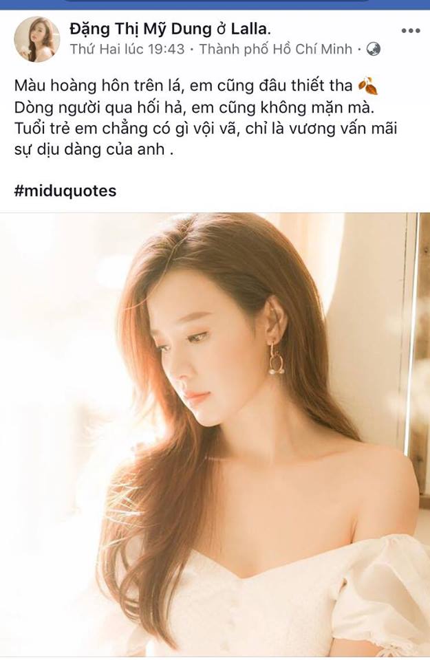 Dòng trạng thái mới nhất của Midu khiến nhiều người đoán cô đang 
