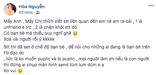 Thậm chí sau khoảng nửa tiếng, Hoà Minzy đã kịp cập nhật thêm cho dày nội dung dòng trạng thái của mình. Nhưng mà Hoà ơi, là 
