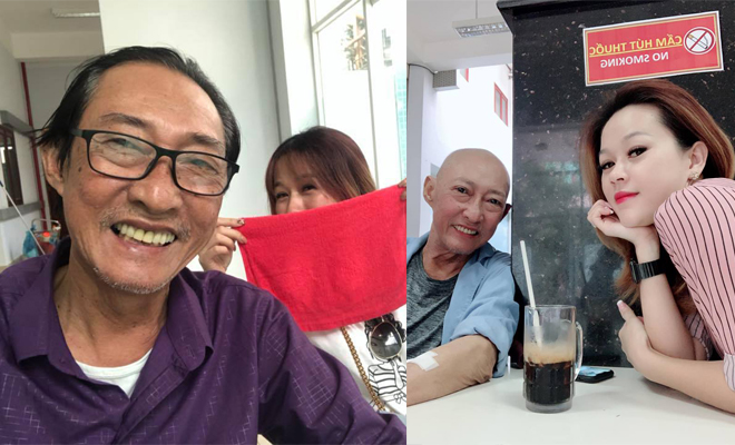 Hình ảnh tháng 6, nghệ sĩ Lê Bình chụp cùng con gái so sánh với ảnh mới chụp ảnh cây ít ngày.  Có thể thấy, nghệ sĩ Lê Bình ngày càng gầy khiến fans xót xa.
