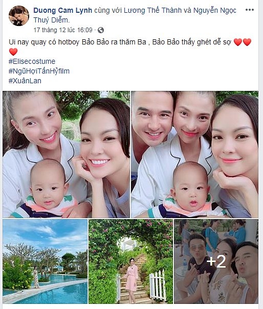 Hình ảnh cậu quý tử đáng yêu nhà Lương Thế Thành được Dương Cẩm Lynh chia sẻ trên trang cá nhân.    