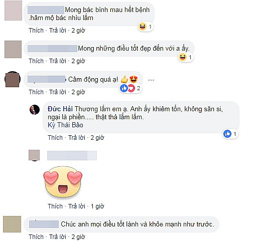 Người hâm mộ bình luận dưới dòng trạng thái của nghệ sĩ Đức Hải.