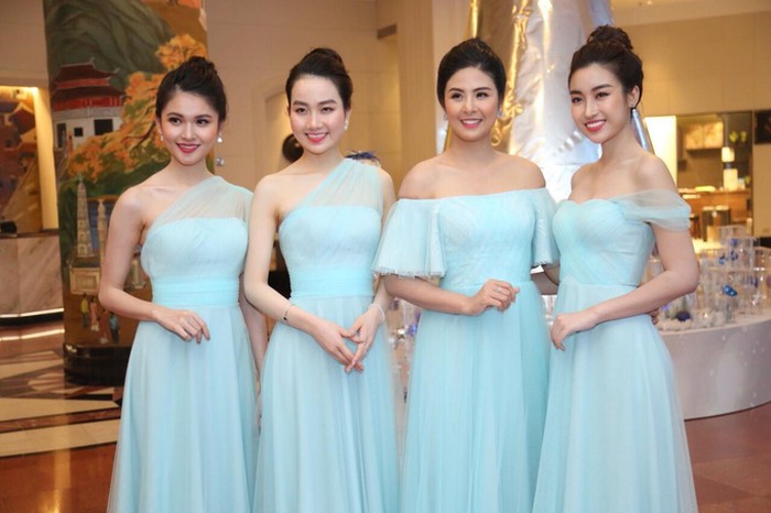 Dàn phù dâu đều là những Á hậu, Hoa hậu.    