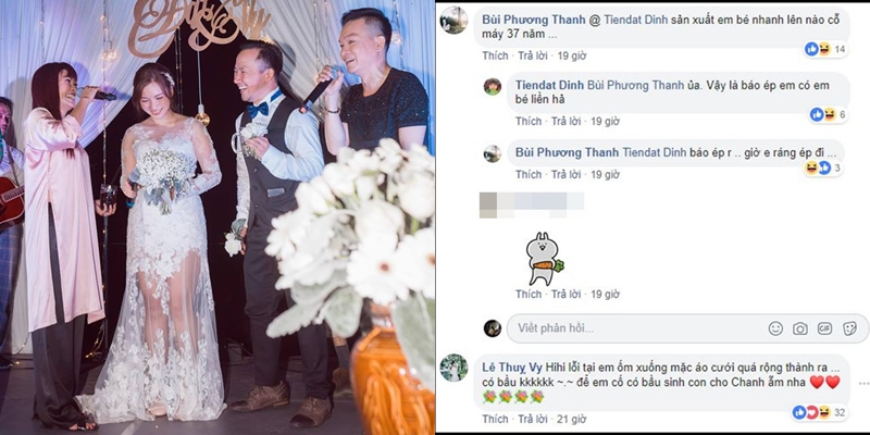 Vợ chồng Tiến Đạt lên tiếng về tin đồn cưới chạy bầu.    