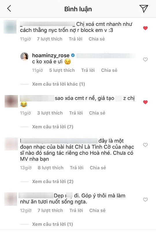 Tuy không rõ ngọn ngành của câu chuyện ra sao, nhưng Hòa Minzy đã khiến dân mạng nổ ra một hồi tranh cãi vì cách đáp trả có phần gay gắt trên MXH.    