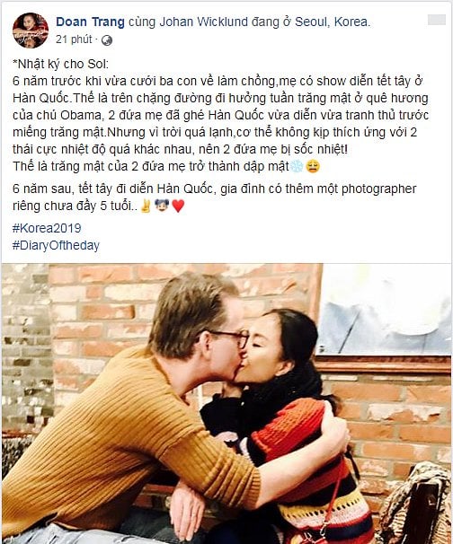 Đoan Trang chia sẻ về kỷ niệm đáng nhớ khi đi trăng mật 6 năm trước – cả hai vợ chồng cô bị sốc nhiệt.    