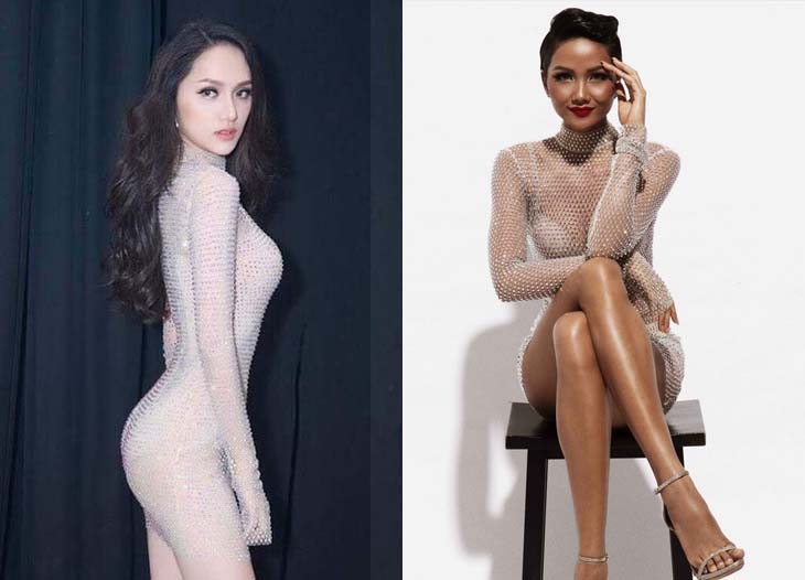 Chiếc váy xuyên thấu đính kim sa rất được lòng rất nhiều mỹ nhân Việt khi mà Bảo Thy, Hương Giang Idol, Hòa Minzy đều bất chấp việc bị đụng hàng để được khoác lên mình bộ cánh này. Tuy nhiên so với những mỹ nhân Vbiz khác, H'Hen Niê tỏ ra cao tay hơn hẳn nhờ cách chọn nội y giúp khoe triệt để vòng 1 sexy khó cưỡng.  