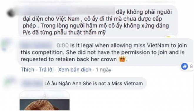 Thậm chí dân mạng còn vào thằng fanpage cuộc thi để tố Lê Âu Ngân Anh 