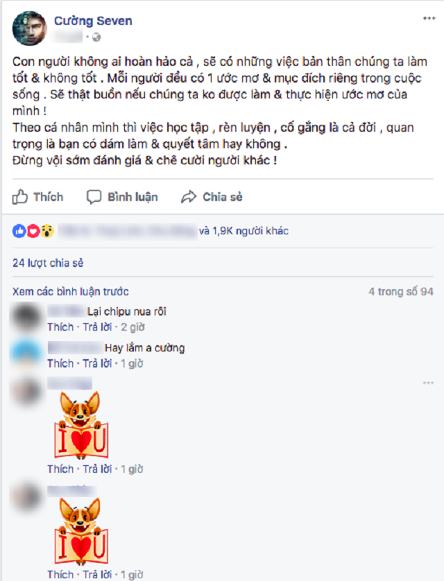 Cường Seven động viên người yêu cũ.