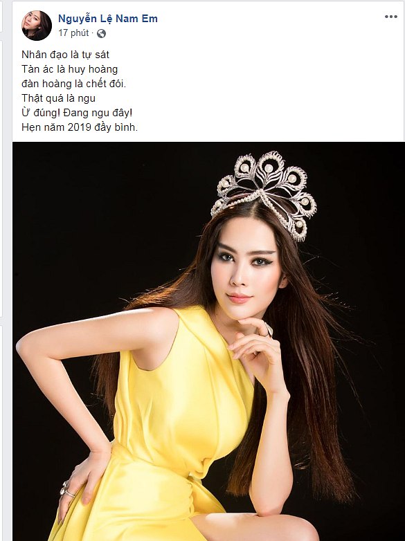 Nam Em cùng dòng trạng thái đầy tính đạo lý trên trang cá nhân của mình.    