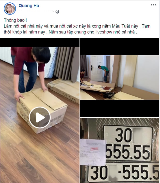 Quang Hà khoe biển số xe ngũ 5.  