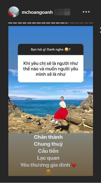 Hoàng Oanh tiết lộ đang tương tư và mẫu người đàn ông của mình.     