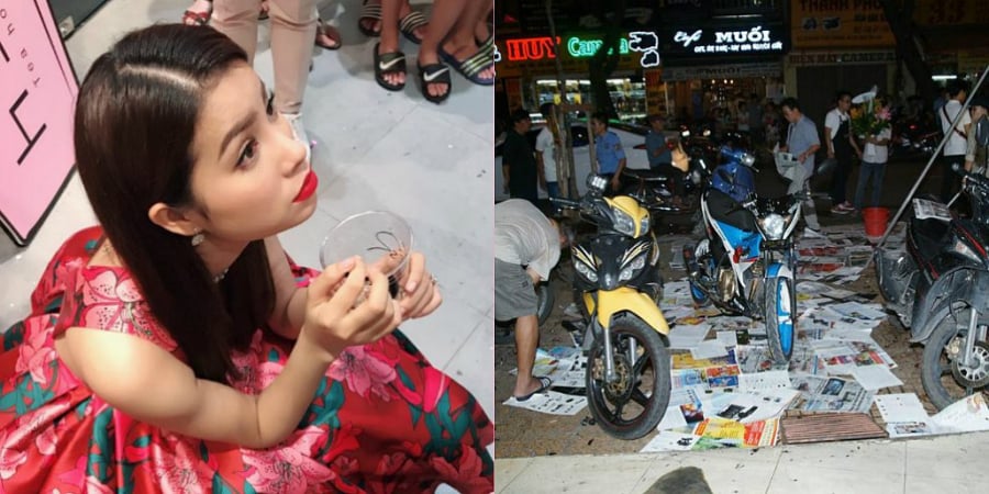 Phạm Hương bị tạt sơn trong ngày khai trương quán trà sữa, và mới đây Vy Oanh úp mở xác nhận Thu Hoài là người đứng sau vụ “chơi xấu” này.    
