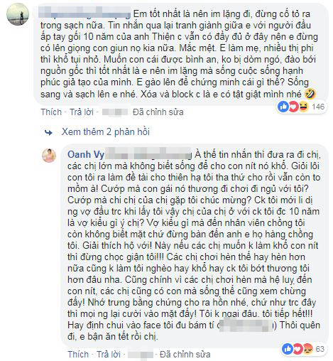 Vy Oanh đáp trả người tố cô tranh giành người đàn ông của người phụ nữ khác.    