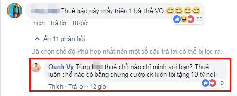 Vy Oanh thách thức ai tìm được bằng chứng cô cướp chồng sẽ tặng 10 tỉ.    