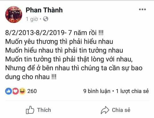 Dòng trạng thái mới đây của Phan Thành khiến nhiều người đồn đoán anh đang tiếc nuối chuyện tình đã qua với Midu.    