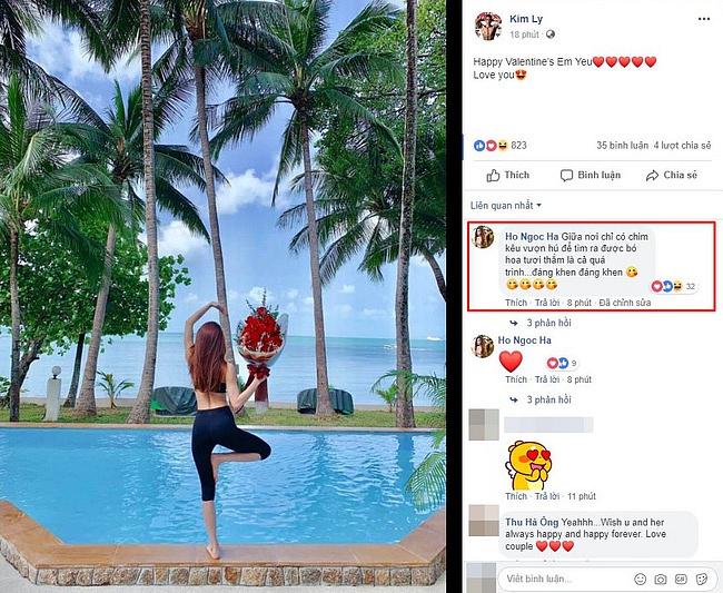 Chia sẻ của Kim Lý dành cho Hà Hồ nhân dịp ngày lễ Tình nhân.    