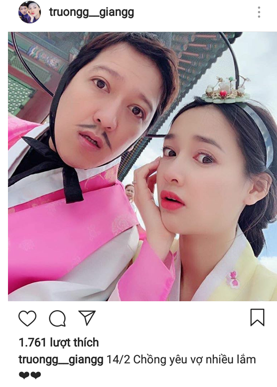 Trường Giang công khai nói yêu vợ sau khi bị Nhã Phương đăng đàn đòi quà.