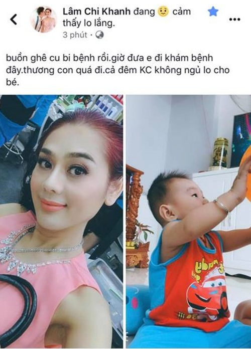 Lâm Khánh Chi đăng ảnh rõ mặt con trai.    
