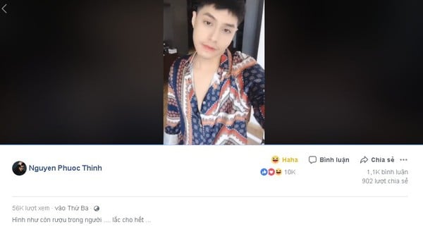Noo Phước Thinh chia sẻ dòng trạng thái thông báo anh vẫn đang say khiến dân tình bất ngờ.
