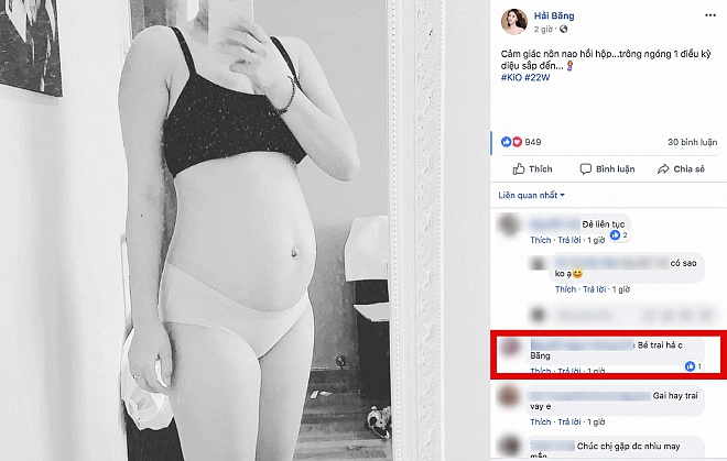 Bất chấp nguy hiểm, Hải Băng vẫn quyết định giữ con. Cô cũng từng hé lộ giới tính của con thứ ba là bé trai.    