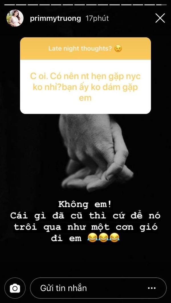 Primmy Trương đáp trả dứt khoát khi được hỏi có nên gặp lại người yêu cũ.