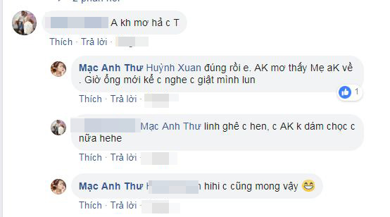 Anh Thư trò chuyện với bạn bè về giấc mơ của Huy Khánh.    