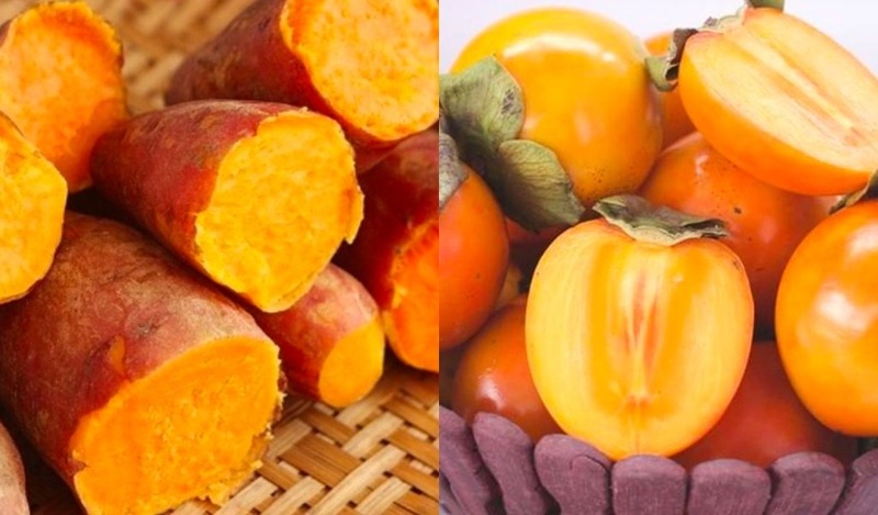 Khoai lang kỵ với quả hồng. Ảnh minh họa