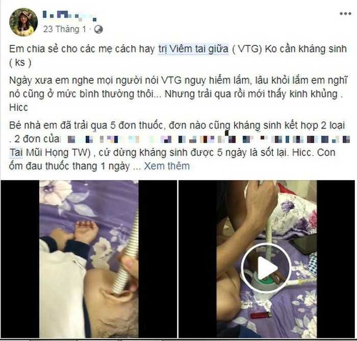 Trẻ bị thối tai, hỏng tai cha mẹ chữa bằng sáp ongCách chữa viêm tai giữa bằng sáp ong được chia sẻ rầm rộ trên mạng xã hội