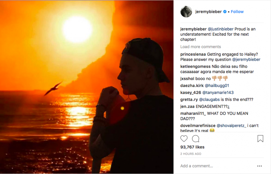 Bố Justin Bieber chúc phúc cho con trai trên Instagram.