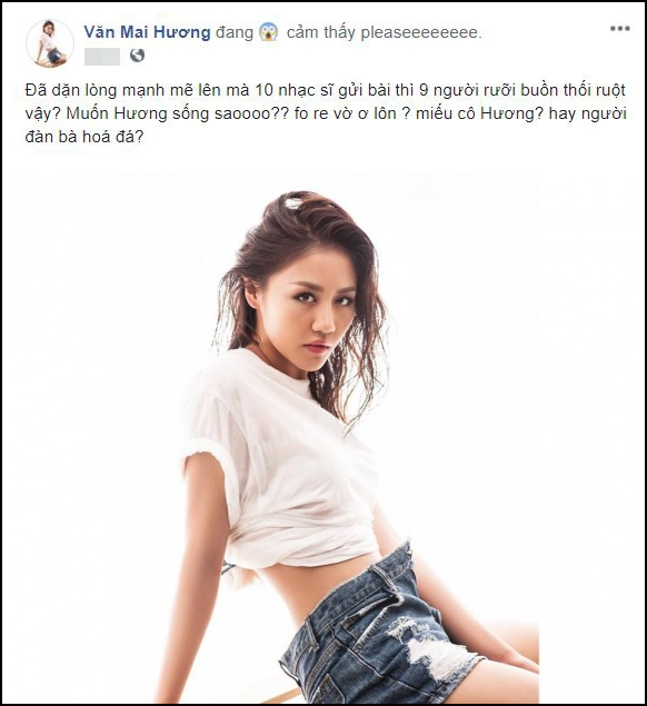 Dòng trạng thái của Văn Mai Hương.