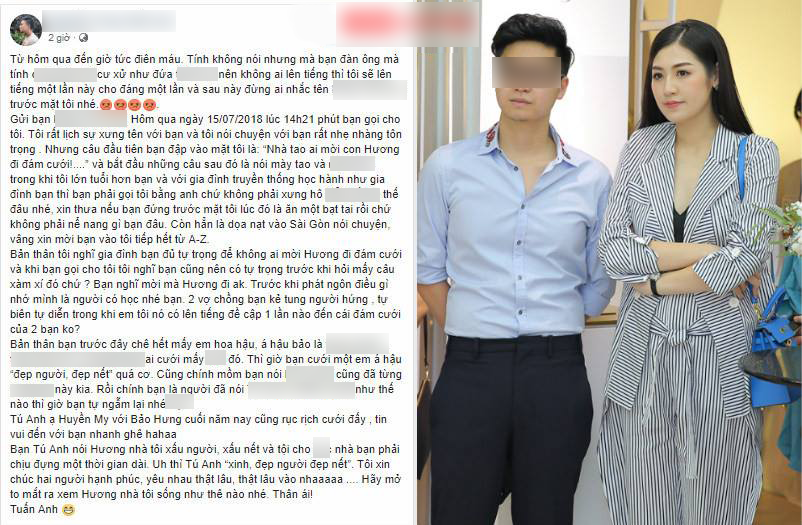 Bức tâm thư của quản lý Văn Mai Hương bức xúc gửi cho vợ chồng Tú Anh.