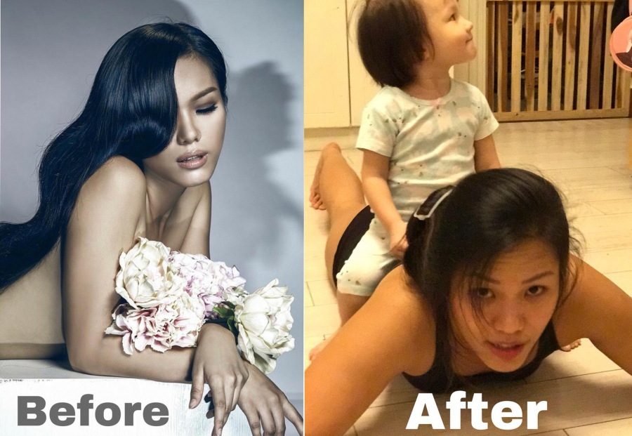 Khác với một ngôi sao lộng lẫy như trên sân khấu, ở nhà cô luôn dành thời gian cho con.