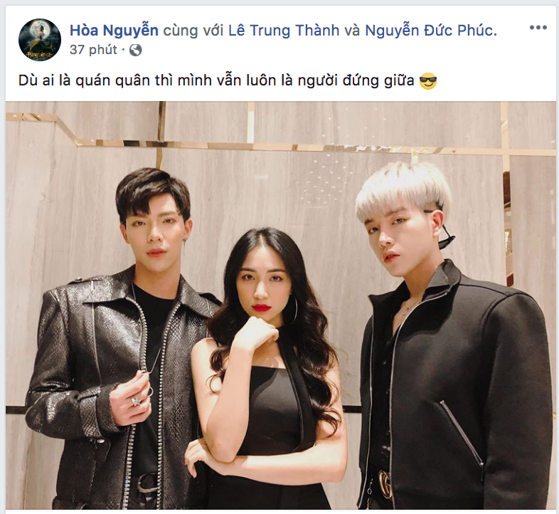 Ảnh Hòa Miy đăng, Hòa Minzy đứng ở giữa.