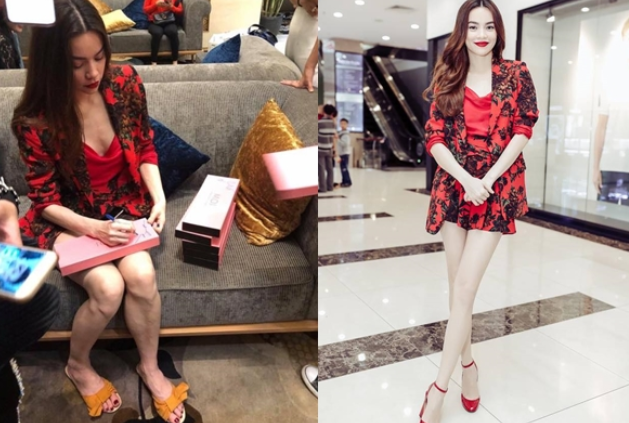 Ảnh do fan chụp (bên trái) và ảnh đã được ê-kíp của Hồ Ngọc Hà chỉnh sửa (bên phải) khiến ai cũng thắc mắc: Hồ Ngọc Hà dạo này đẹp lên thật sự hay chỉ là sản phẩm của photoshop? 