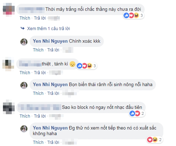 Một số bình luận bênh vực Yến Nhi.