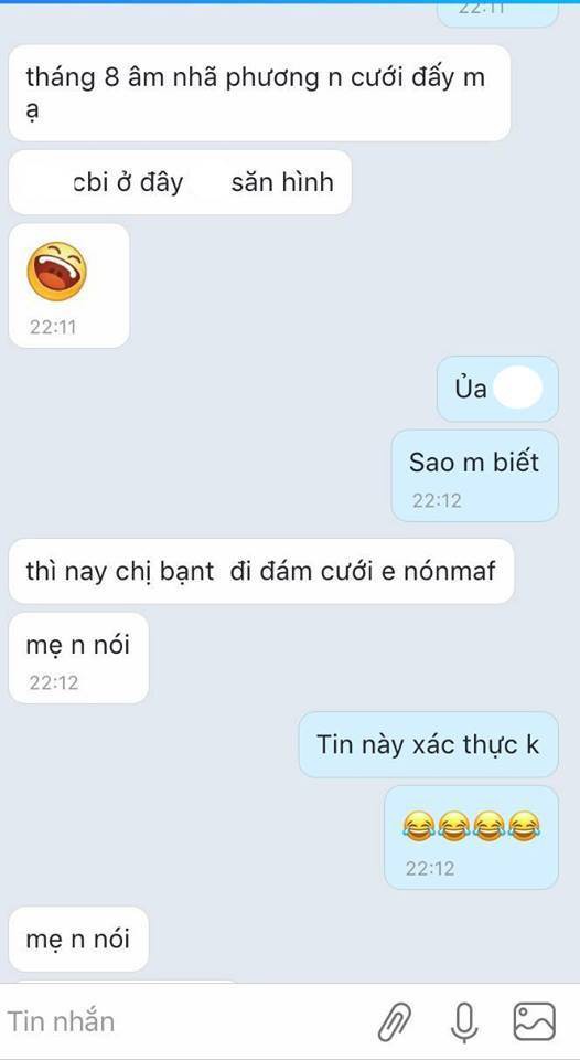 Đoạn hội thoại hé lộ tin Trường Giang và Nhã Phương sắp làm Quatrian shbet hiện đang mở được chia sẻ rộng rãi trên mạng.