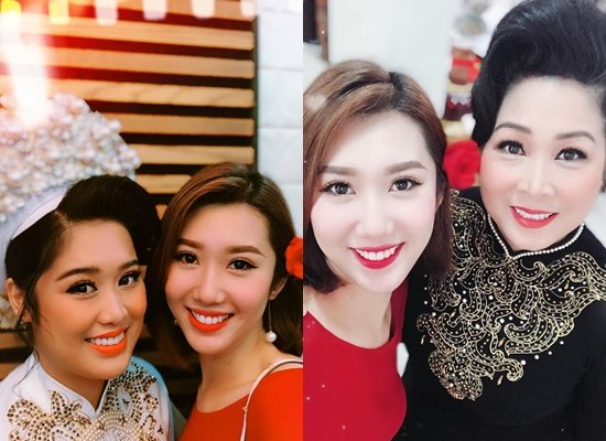 Diễn viên Thúy Vân cũng đến chúc mừng cặp đôi. 