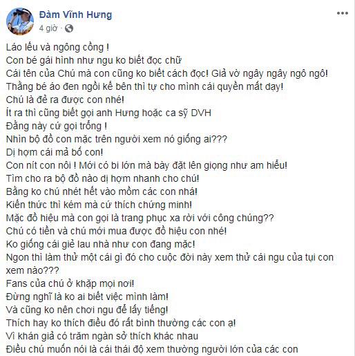 Nam ca sĩ tức giận dằn mặt những người nói xấu mình trên trang cá nhân.