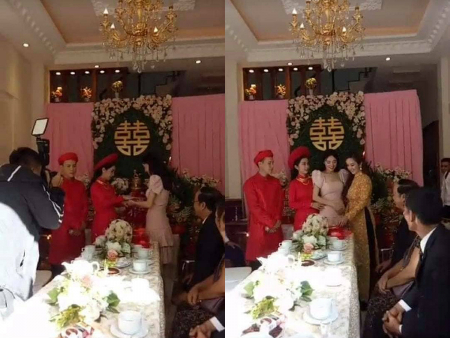Nhã Phương lộ bụng khá to.