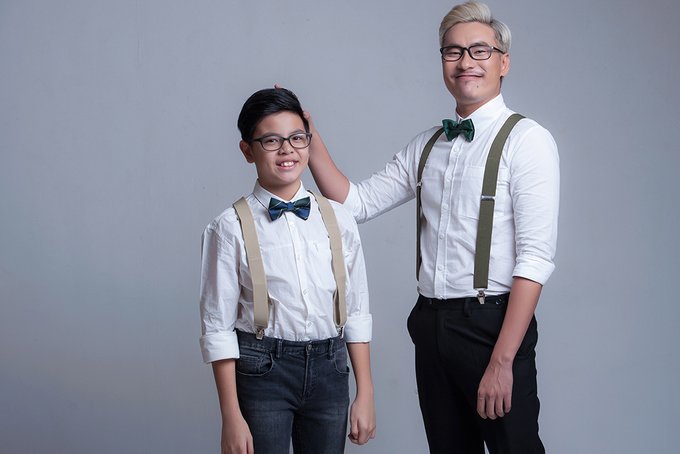 Kiều Minh Tuấn và con trai Cát Phượng.