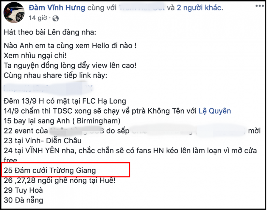 Đàm Vĩnh Hưng đã dành riêng một ngày để tham dự lễ cưới của Trường Giang - Nhã Phương.