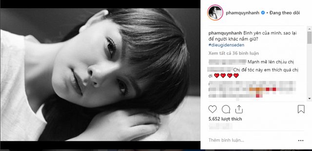 Chia sẻ mới nhất của Phạm Quỳnh Anh trên Instagram cá nhân.