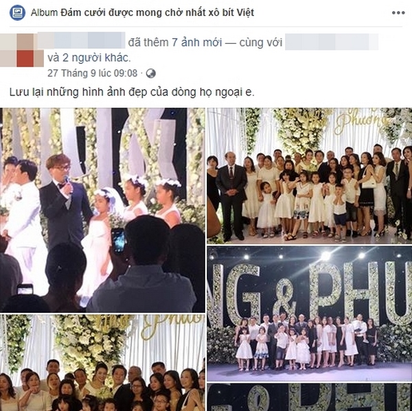Em chồng vui vẻ chia sẻ những khoảnh khắc đẹp của dòng họ ngoại, còn ưu ái đặt album ảnh là Đám cưới được mong chờ rất showbiz Việt. 