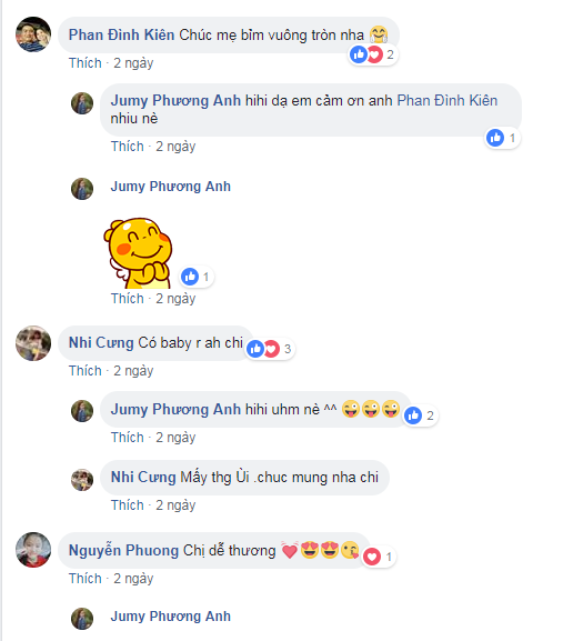 Mọi người, quan tâm hỏi thăm về tình trạng bầu bí của Phương Anh.