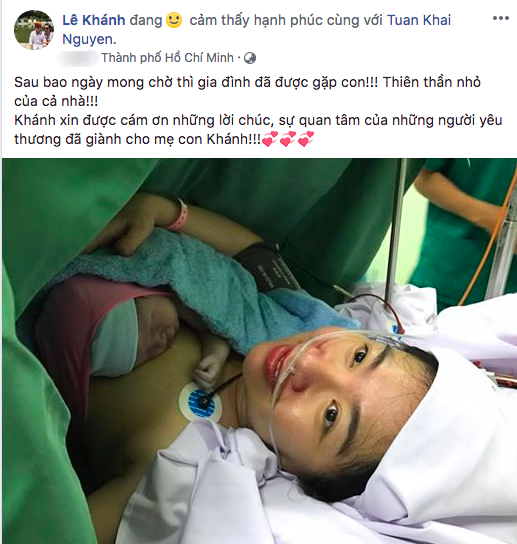 Diễn viên Lê Khánh chia sẻ tin vui trên trang cá nhân.