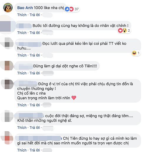 Người hâm mộ động viên Tóc Tiên trước những tin đồn này.