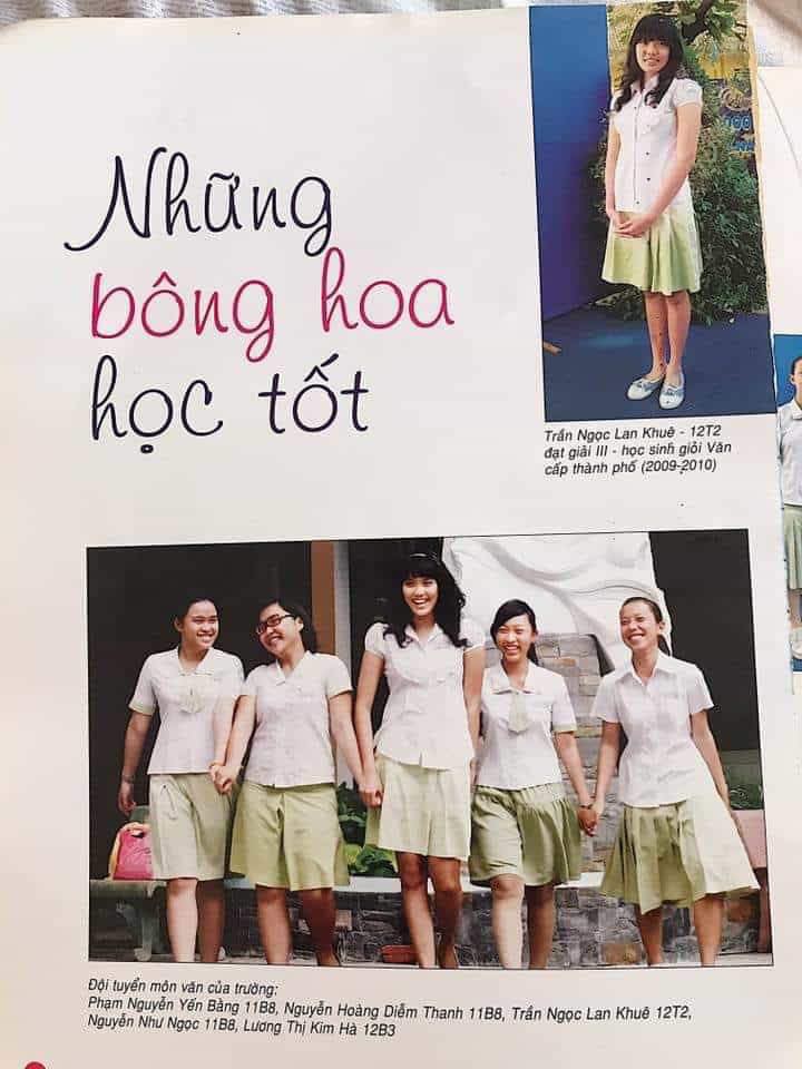 Lan Khuê nổi bật giữa bạn học vì chiều cao nổi trội và thành tích học tập đáng ngưỡng mộ.